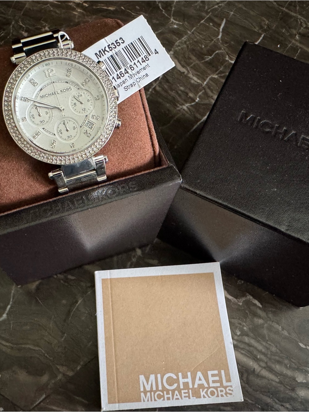 Michael Kors Silver Crystal Bezel Stainless Steel Chronograph Watch